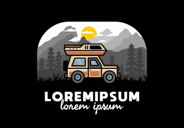 Off road vehicle car camping outdoor illustration badge design
