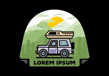 Off road vehicle car camping outdoor illustration badge design