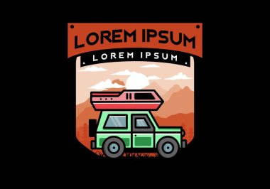 Off road vehicle car camping outdoor illustration badge design