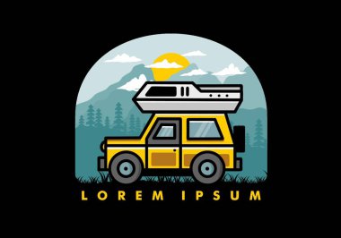 Off road vehicle car camping outdoor illustration badge design