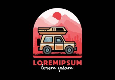Off road vehicle car camping outdoor illustration badge design