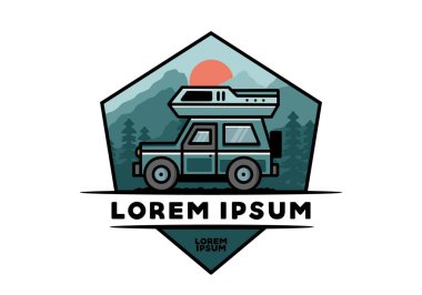 Off road vehicle car camping outdoor illustration badge design