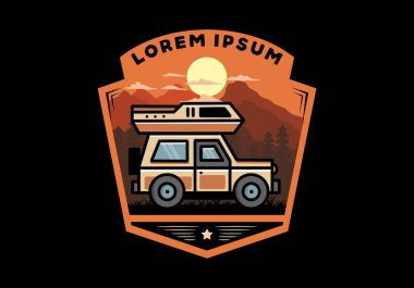 Off road vehicle car camping outdoor illustration badge design