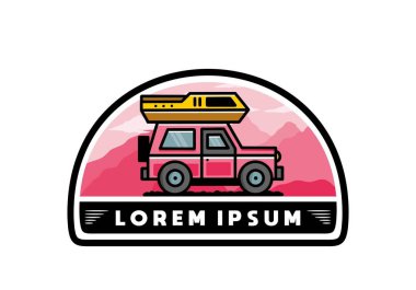 Off road vehicle car camping outdoor illustration badge design