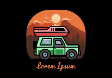 Off road vehicle car camping outdoor illustration badge design