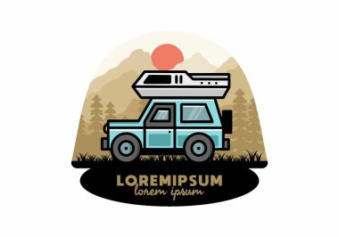 Off road vehicle car camping outdoor illustration badge design