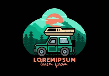 Off road vehicle car camping outdoor illustration badge design