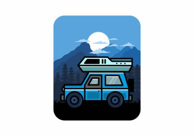 Off road vehicle car camping outdoor illustration badge design