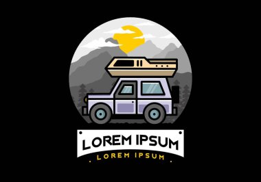 Off road vehicle car camping outdoor illustration badge design