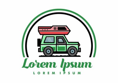 Off road vehicle car camping outdoor illustration badge design