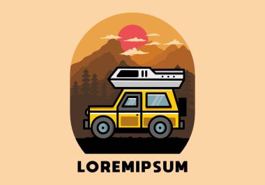 Off road vehicle car camping outdoor illustration badge design