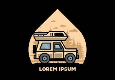 Off road vehicle car camping outdoor illustration badge design