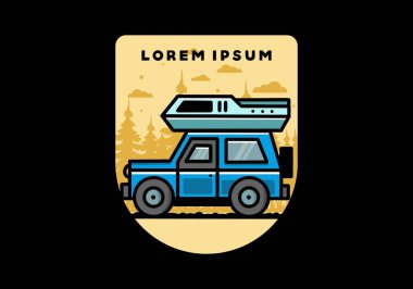 Off road vehicle car camping outdoor illustration badge design