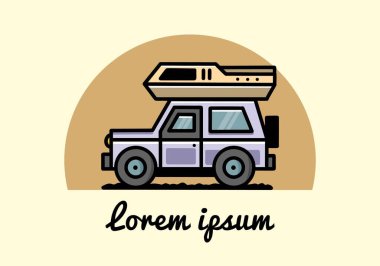 Off road vehicle car camping outdoor illustration badge design