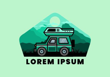 Off road vehicle car camping outdoor illustration badge design