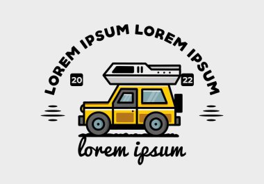 Off road vehicle car camping outdoor illustration badge design