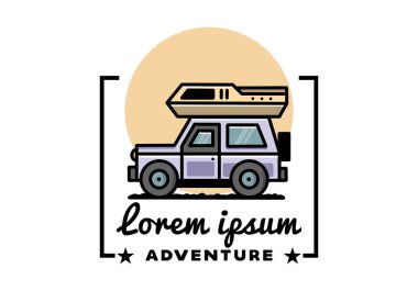 Off road vehicle car camping outdoor illustration badge design