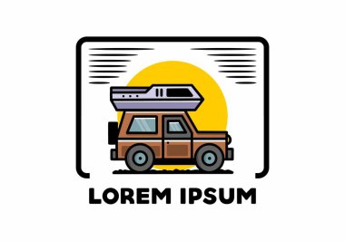 Off road vehicle car camping outdoor illustration badge design
