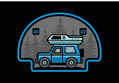 Off road vehicle car camping outdoor illustration badge design