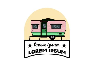 Teardrop van camper for camping illustration badge design