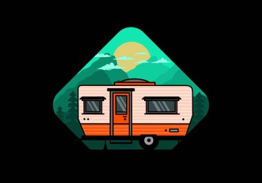 Teardrop van camper for camping illustration badge design