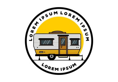 Teardrop van camper for camping illustration badge design