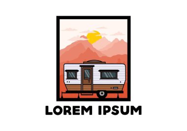 Teardrop van camper for camping illustration badge design