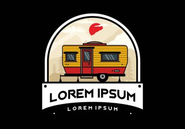 Teardrop van camper for camping illustration badge design