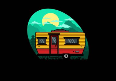 Teardrop van camper for camping illustration badge design