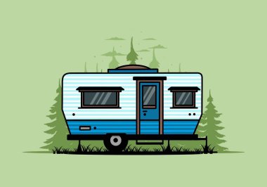 Teardrop van camper for camping illustration badge design