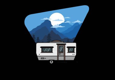 Teardrop van camper for camping illustration badge design