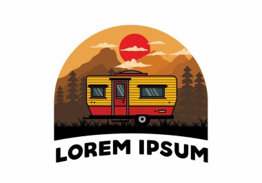 Teardrop van camper for camping illustration badge design