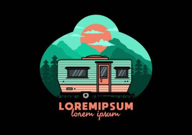 Teardrop van camper for camping illustration badge design