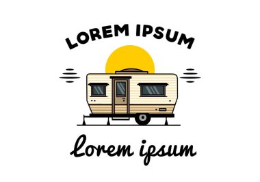 Teardrop van camper for camping illustration badge design