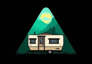 Teardrop van camper for camping illustration badge design