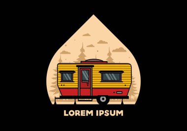 Teardrop van camper for camping illustration badge design