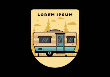 Teardrop van camper for camping illustration badge design