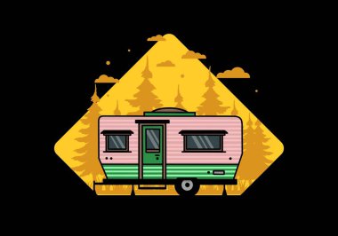 Teardrop van camper for camping illustration badge design
