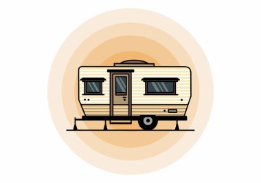 Teardrop van camper for camping illustration badge design