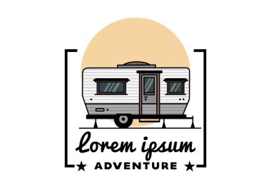 Teardrop van camper for camping illustration badge design