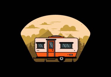 Teardrop van camper for camping illustration badge design