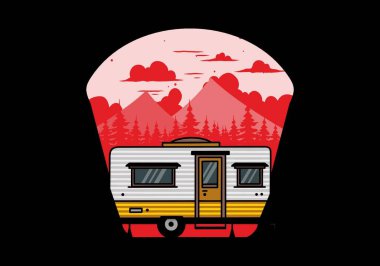 Teardrop van camper for camping illustration badge design