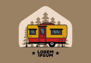 Teardrop van camper for camping illustration badge design