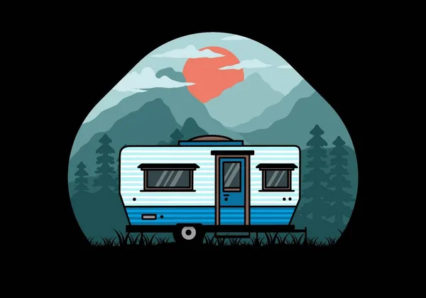 Teardrop Van Camper Camping Illustration Badge Design — Stockvektor