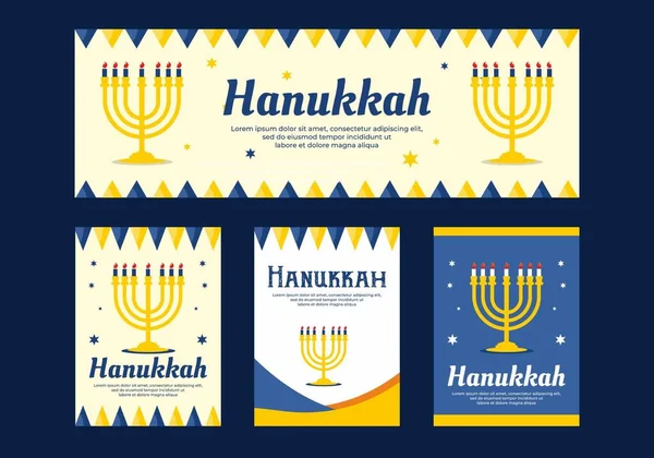 Hanukkah Event Social Media Ads Website Banner Design — 스톡 벡터