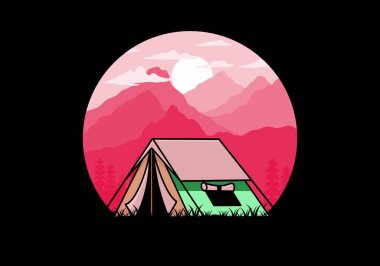 Colorful double layer tent flat illustration badge design