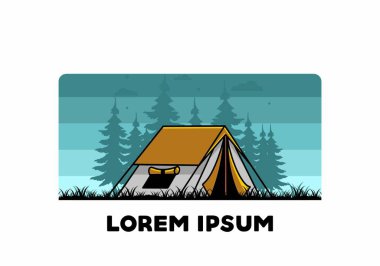 Colorful double layer tent flat illustration badge design