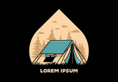 Colorful double layer tent flat illustration badge design