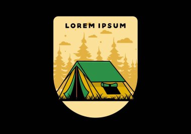 Colorful double layer tent flat illustration badge design