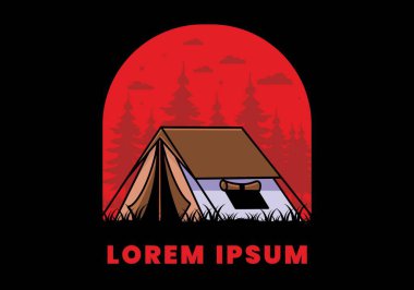 Colorful double layer tent flat illustration badge design